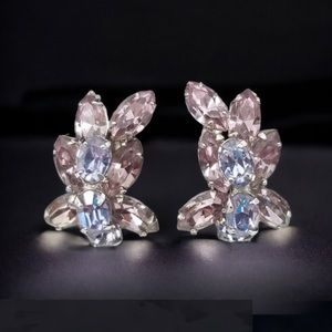 Vintage Lilac Purple Rhinestone Sherman Screw Back Earrings